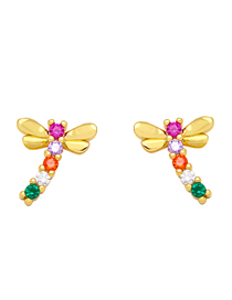 Fashion Dragonfly Copper Diamond Dragonfly Stud Earrings