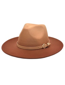 Fashion Caramel Colour Gradient Jazz Hat With Wool Belt