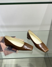 Fashion Brown Square Toe Low Heel Shoes