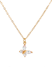 Fashion Gold Color Copper Diamond Butterfly Necklace