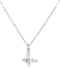 Fashion Silver Color Copper Diamond Butterfly Necklace