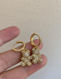 Fashion Gold Coloren Full Zirconium Bear Alloy Inlaid Zirconium Bear Earrings