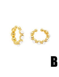 Fashion B Solid Copper Geometric Pearl Earrings