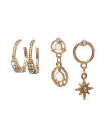 Fashion Gold Alloy Diamond Starburst Geometric Earrings Set