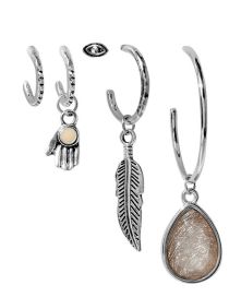 Fashion Silver Grey Alloy Geometric Palm Leaf Earring Set