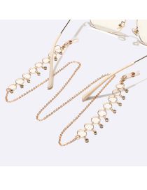 Fashion Gold Metal Cutout Ring Rhinestone Fringe Glasses Chain