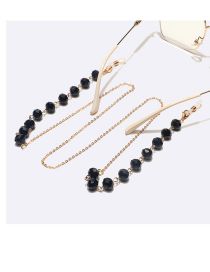 Fashion Gold Round Black Crystal Glasses Chain