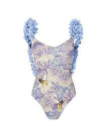 Fashion Photo Color Polyester Petal Sling Print One-piece Swimsuit