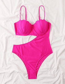 Fashion Rose Red Nylon Cutout One Piece Swimsuit