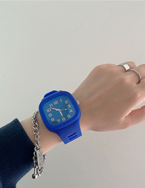 Fashion Klein Blue Plastic Square Dial Watch  Plastic