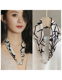 Fashion Black - Cow Pattern Fabric Pattern Diamond Ball Magnet Scarf