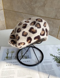 Fashion Black Leopard Print Rabbit Fur Knitted Beret