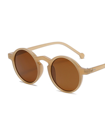 Fashion C04 Brown Round Small Frame Rice Nail Sunglasses
