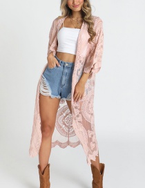 Fashion Pink Lace Cardigan Sun Protection Clothing