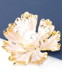 Fashion White Alloy Spray Paint Inlaid Pearl Flower Brooch