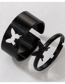 Fashion Butterfly-black 2 Hollow Butterfly Ring Set