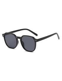Fashion Black Round Big Frame Rice Nail Sunglasses