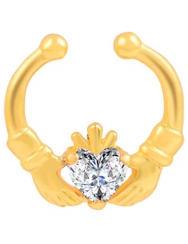 Fashion Kc Gold Zircon U-shaped Metal Nose Ring