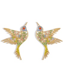 Fashion Fancy Diamond Flying Bird Alloy Geometric Full Diamond Animal Earrings