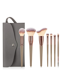 Fashion 7-big Mac-pen Gold+gray Pack 7 Beauty Makeup Brush Set With Storage Bag