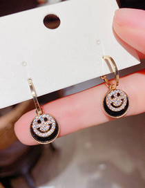 Fashion Black Micro Diamond Smiley Earrings