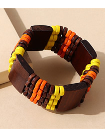Fashion Coffee Color Geometric Wood Bracelet