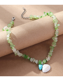 Fashion Green Alloy Natural Stone Beaded Shell Necklace