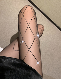 Fashion Black Shiny Rhombus Stockings With Diamonds