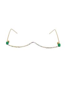 Fashion Gold Frame Green Diamond Metal Diamond-studded Wavy Glasses Frame