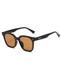 Fashion Black Frame Tea Pc Rice Nail Large Frame Sunglasses