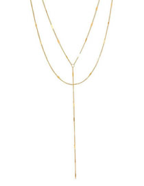 Fashion Gold Titanium Steel Geometric Chain Y Shape Double Layer Necklace