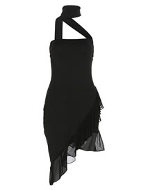 Fashion Black Hanging Neck Shoulder Wood Ear Dresses