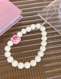 Fashion Milk White Resin Beads Cartoon Rabbit Mobile Phone Chain