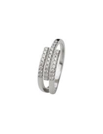 Fashion Silver Multi -layer Interwoven Ring With Copper Inlaid Diamond