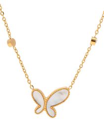 Fashion Gold Titanium Steel Gold -plated Alien Butterfly Necklace