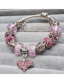 Fashion Pink Metal Diamond Love Diverse Bracelet