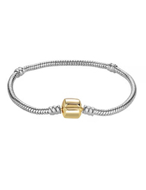 Fashion Golden Buckle+silver Chain Copper Silver -plated Snake Bone Chain Buckle Bracelet