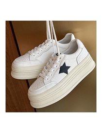 Fashion White And Black Platform Lace-up Star White Shoes