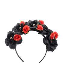 Fashion Black Simulation Fabric Flower Flower Skull Hair Hoop