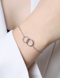 Fashion E139 Steel Bracelet 14+5cm Titanium Steel Geometric Double -circle Chain Bracelet