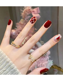 Fashion Mj-257 Short Wine Red Checkerboard [glue Type] (3 Pieces) Plastic Geometric Nail Art Patches