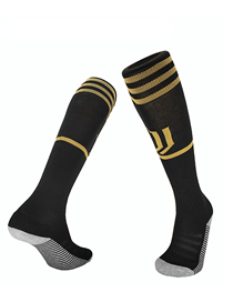 Fashion 2021 Juventus Home Black Polyester Cotton Knitted Football Socks