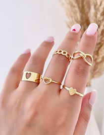 Fashion 2# Alloy Gold Plated Chain Heart Ring Set