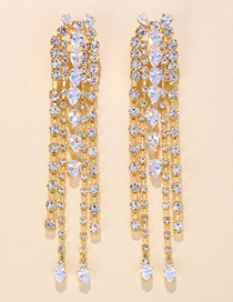 Fashion Gold Alloy Diamond Geometric Tassel Drop Earrings
