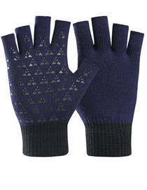 Fashion Color Matching Blue Knit Half Finger Gloves