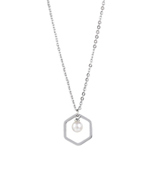 Fashion Silver 6# Titanium Steel Geometric Pendant Pendant Necklace