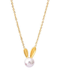 Fashion Necklace Titanium Steel Pearl Rabbit Necklace
