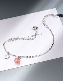 Fashion Silver Pure Copper Geometric Strawberry Crystal Pentagram Bracelet
