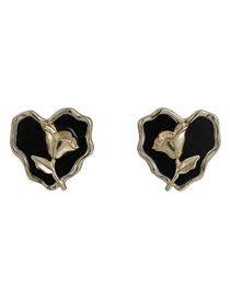 Fashion Gold Alloy Drip Oil Tulip Heart Stud Earrings