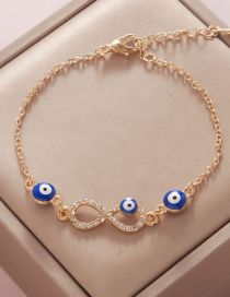 Fashion 11# Alloy Diamond-studded Oil Dripping Eye Bracelet (one Batch)